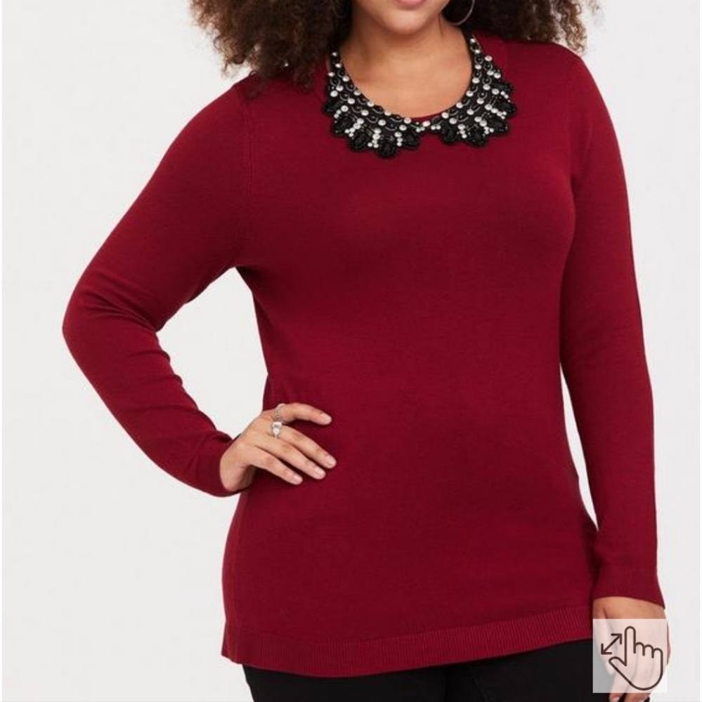 Torrid NEW! Red Embellished Pullover